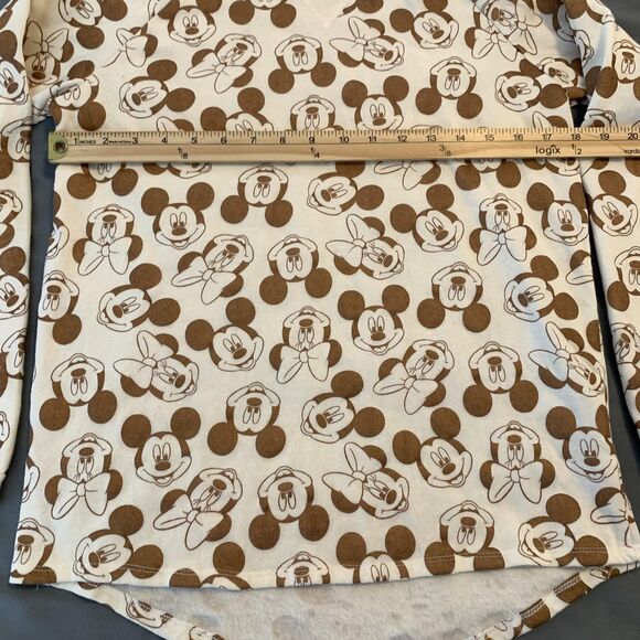 Disney Mickey Mouse Shirt Youth Large 11-13 Brown All Over Print Long Sleeve - Picture 3 of 6